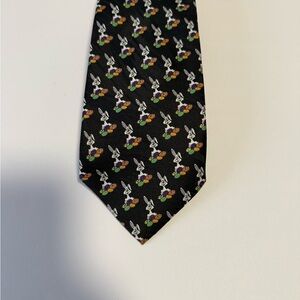 Playful Black Cartoon Character Easter Bunny and Eggs Men's Tie Keith Daniels
